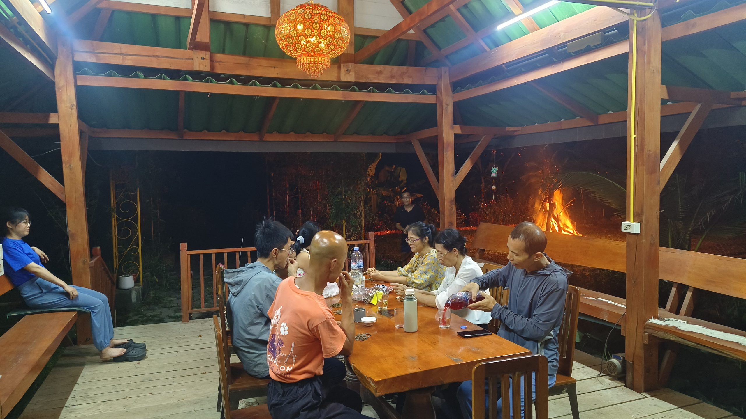 April 18, 2026: evening meal and firelight at the Second Home.